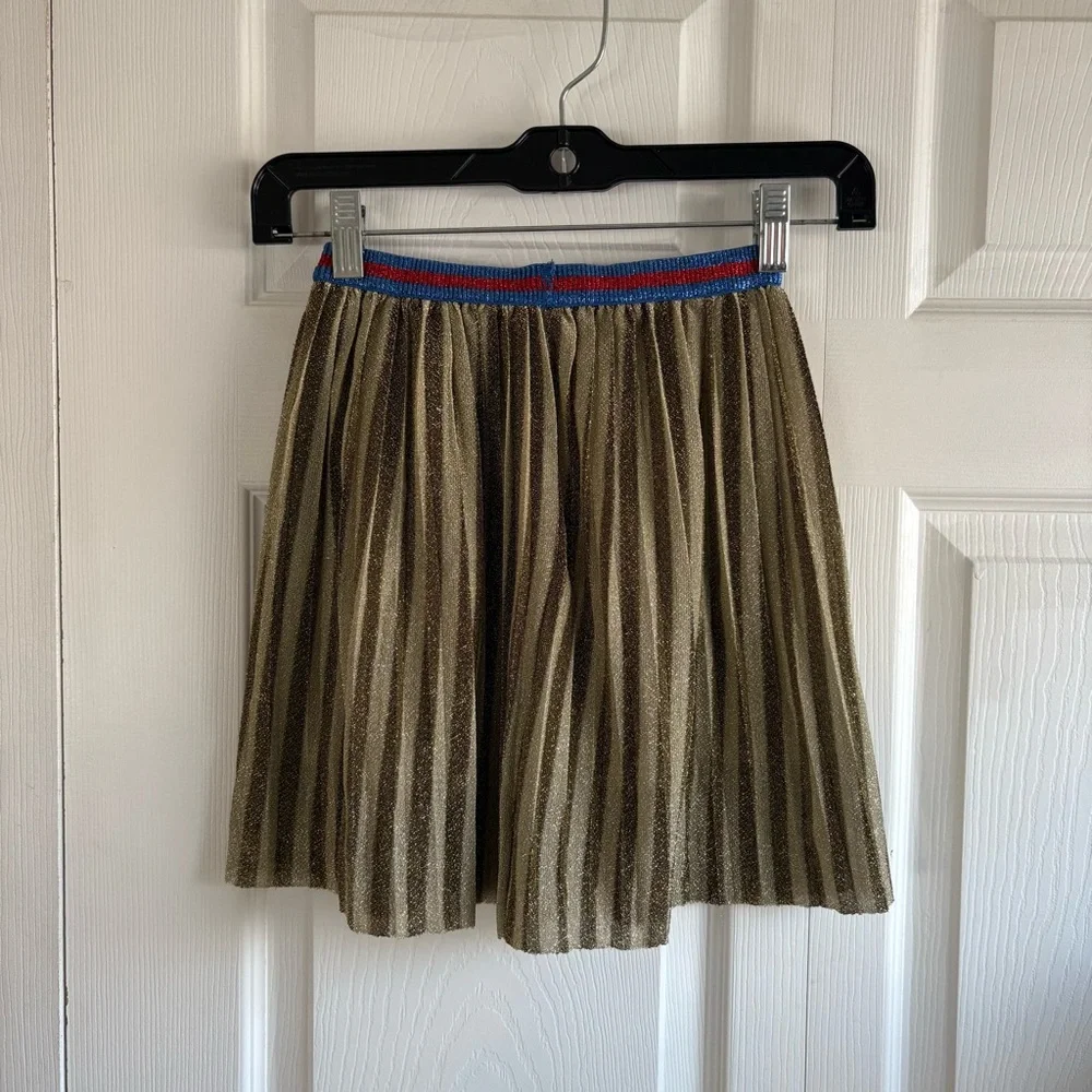 Molo Bailini Gold Pleated‎ Lurex Shimmery Elastic Waist Skirt 98-104 Christmas